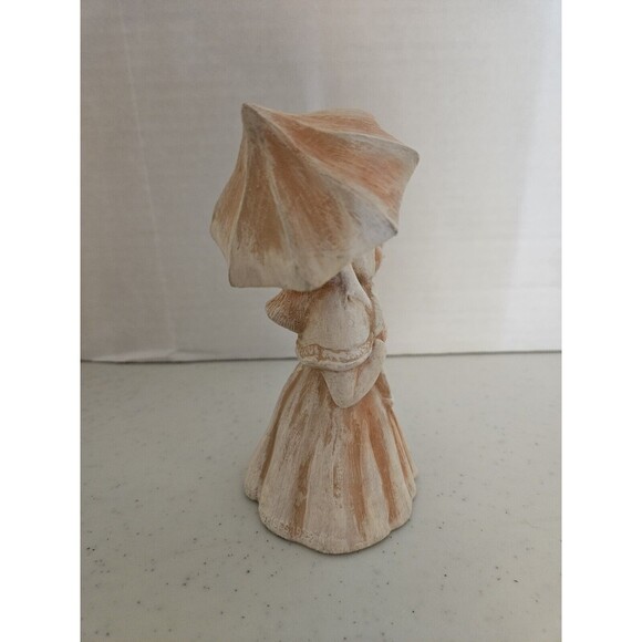 Vintage 70's Ceramic Girl Set Of 2 Dress Clothes Large Hats Umbrella Statues MCM - Picture 6 of 16